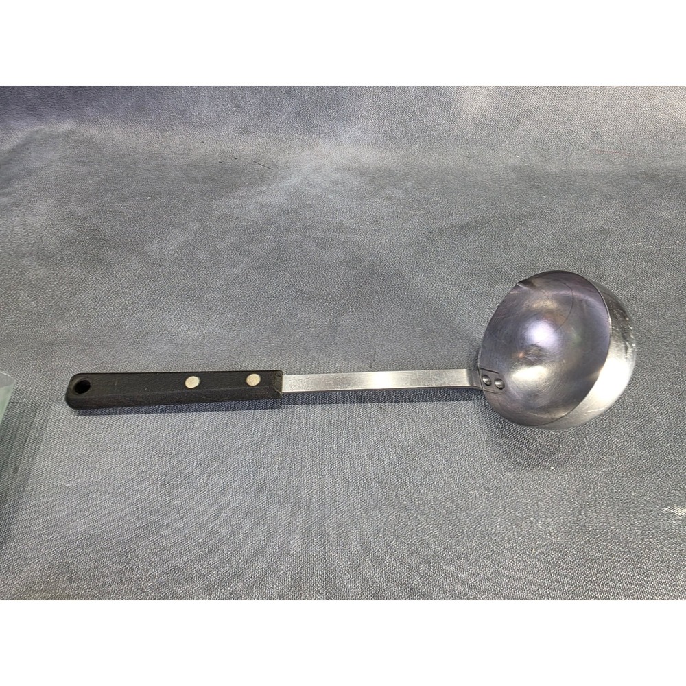 Vintage Ekco Forge Stainless Steel Soup Ladle Black Riveted Handle USA Made